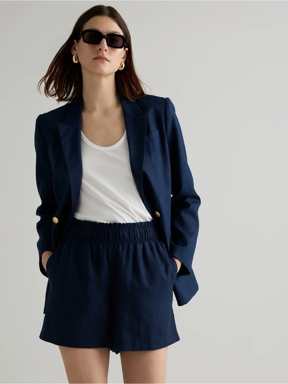 Quince 100% European Linen High Waisted Shorts